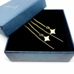 Audrey Loves Ruby Accessories Square Star Thread Earrings