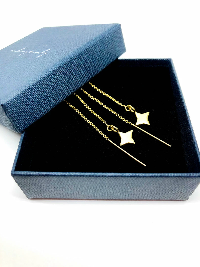 Audrey Loves Ruby Accessories Square Star Thread Earrings