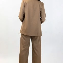 Ivy + Jack Fashion Favourite Walnut Textured Plain Stretch Back Wide Leg Pants
