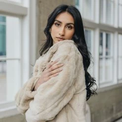 Frontier Natural Faux Fur Coat