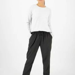 Among The Brave Warrior Black Relaxed Drapey Drawstring Elastic Cuff Pant Fashion