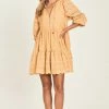 Harni Fashion Rosie Butterscotch Mid Sleeve Lace Mini Dress