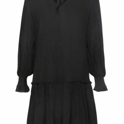 Ivy + Jack Bria Black Cotton LS Dropped Waist Smock Dress Fashion
