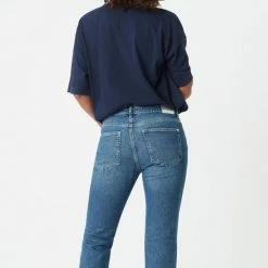 Mavi Viola Mid Used Recycled Organic Blue High Straight Denim Jean