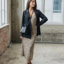 Among The Brave Fashion Moonlight Natural Animal Midi Slip Dress