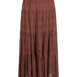 Ivy + Jack Fashion Charming Cocoa Shirred Cotton Shirred Tiered Maxi Skirt
