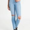 Rollas Fashion Eastcoast Ankle Ocean Blue Worn Knee Rip Skinny Denim Jean