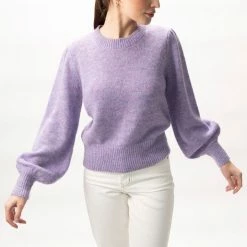 Among The Brave Zesty Lilac Mohair Blend Balloon Sleeve Knit