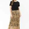 Billie The Label Sunray Golden Paisley Pleated Midi Skirt Fashion
