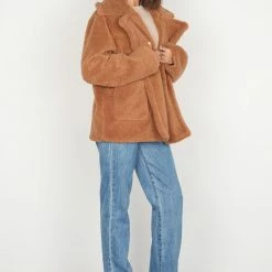 Esmaee Elsewear Toffee Double Breasted Teddy Jacket Fashion