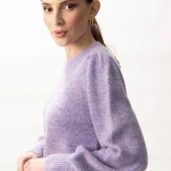 Among The Brave Zesty Lilac Mohair Blend Balloon Sleeve Knit