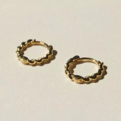Brie Leon 925 Mini Twist Gold Sleeper Earrings Accessories
