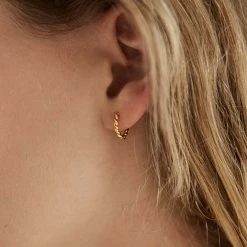 Brie Leon 925 Mini Twist Gold Sleeper Earrings Accessories