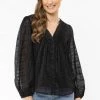Seeking Lola Fashion Wholesome Black Lurex Button Down Shirt