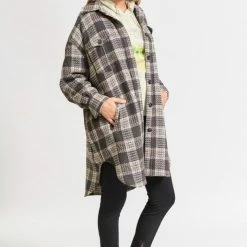 We Are The Others The Charcoal Brown Check Shacket