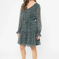 Billie The Label Jessica Blue Floral Drop Waist Mid Sleeve Mini Dress