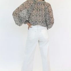 Ivy + Jack Fashion Jade Emerald Leaf LS Raglan Shirred V Neck Elastic Hem Top