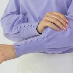 Among The Brave Fashion Madison Lilac Deep Button Cuff Crop Knit Top