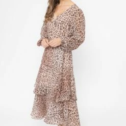 Seeking Lola Paradise Rust Leopard LS Wrap Dress Fashion