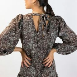 Ivy + Jack Fashion Emelia Brown Leopard Mid Sleeve Smock Dress