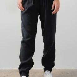 Among The Brave Fast Track Black Elastic Waist Tapered Cupro Jogger Fashion