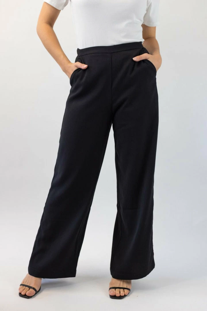 Among The Brave Best Life Black Soft Crepe Wide Leg Pant Fashion