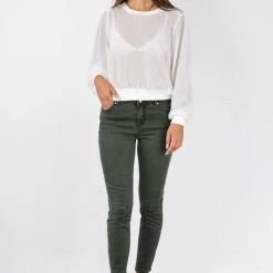 Among The Brave Harper Dark Khaki Knee Dart Denim Jean