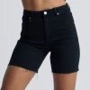 Abrand Jeans A Claudia Cut Off Mid Thigh Black Box Denim Short Fashion