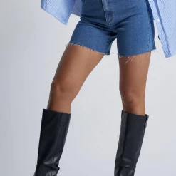 Abrand Jeans A Claudia Cut Off Mid Thigh Georgia Blue Denim Short Fashion