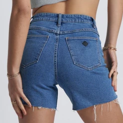 Abrand Jeans A Claudia Cut Off Mid Thigh Georgia Blue Denim Short Fashion