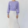 Among The Brave Fashion Madison Lilac Deep Button Cuff Crop Knit Top