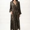 Among The Brave Twilight Black Animal LS Tiered Maxi Dress Fashion