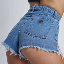 Abrand Jeans Fashion A High Relaxed Salty Blue Ripped Denim Shorts