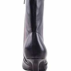 Solsana Accessories Aria Black Leather Kitten Heeled Pointed Boot