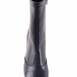 Solsana Accessories Aria Black Leather Kitten Heeled Pointed Boot