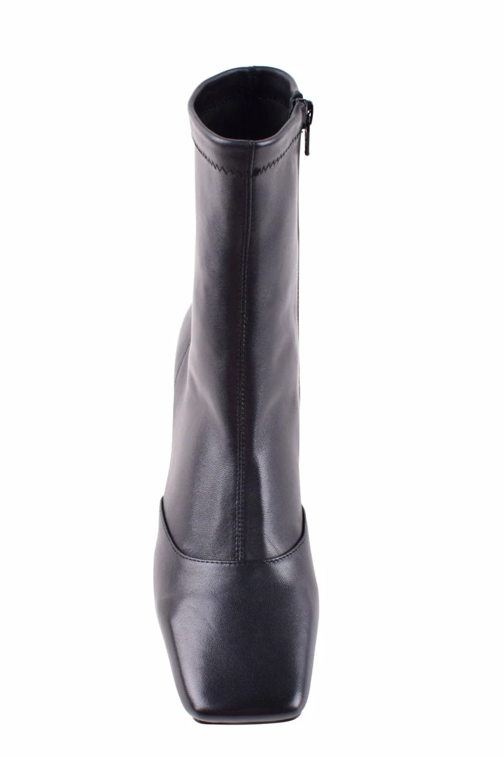 Solsana Accessories Aria Black Leather Kitten Heeled Pointed Boot