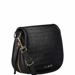 Saben Sadie Black Croc Saddle Shoulder Bag Accessories