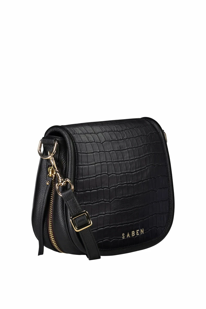 Saben Sadie Black Croc Saddle Shoulder Bag Accessories