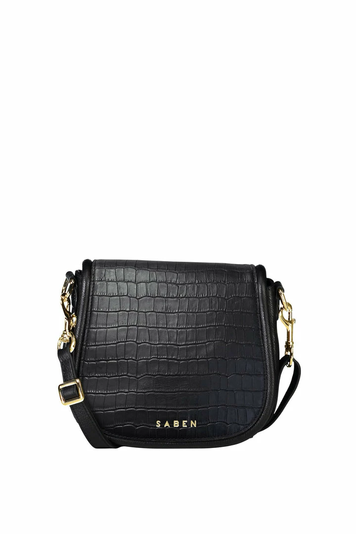 Saben Sadie Black Croc Saddle Shoulder Bag Accessories