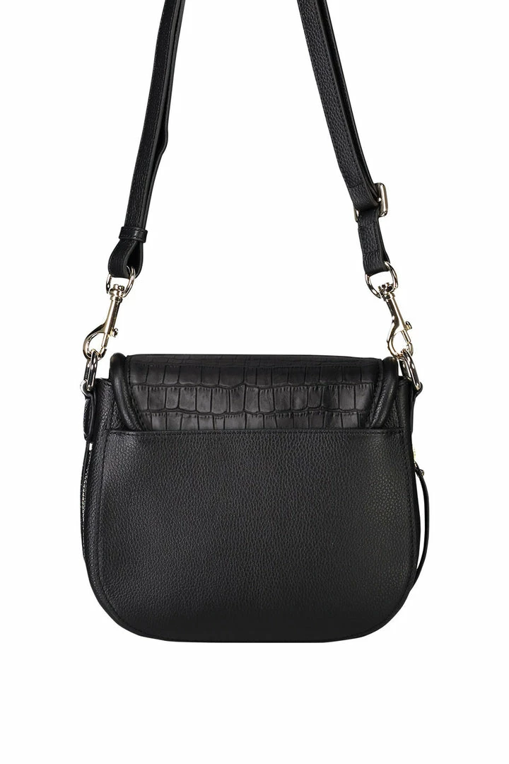 Saben Sadie Black Croc Saddle Shoulder Bag Accessories