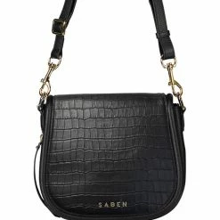 Saben Sadie Black Croc Saddle Shoulder Bag Accessories