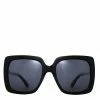 Reality Eyewear Accessories Azur Black Oversized Square Sunglasses With Gold Metal Arms