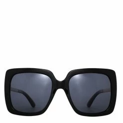 Reality Eyewear Accessories Azur Black Oversized Square Sunglasses With Gold Metal Arms