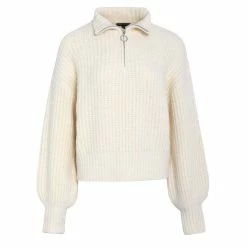 Among The Brave About Town Cream Chunky Zip Front Sweater Fashion