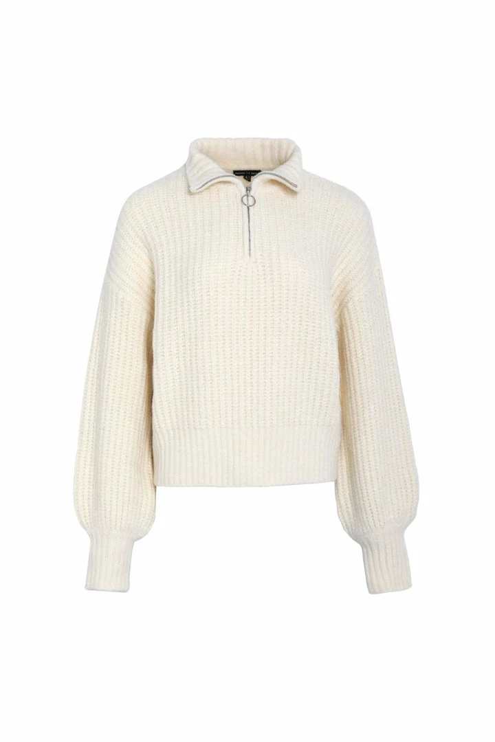 Among The Brave About Town Cream Chunky Zip Front Sweater Fashion
