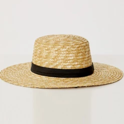 Sass Alisa Natural Straw Wide Brim Hat With Black Band Accessories