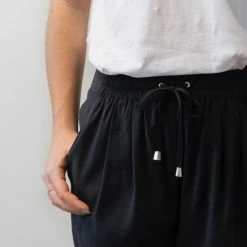 Among The Brave Fast Track Black Elastic Waist Tapered Cupro Jogger Fashion