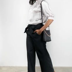 Among The Brave Fashion City Black Rayon Flat Front Pant