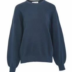Among The Brave Carefree Navy Slouchy Puff Sleeve Knit Fashion