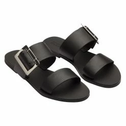 Solsana April Double Buckle Black Slide